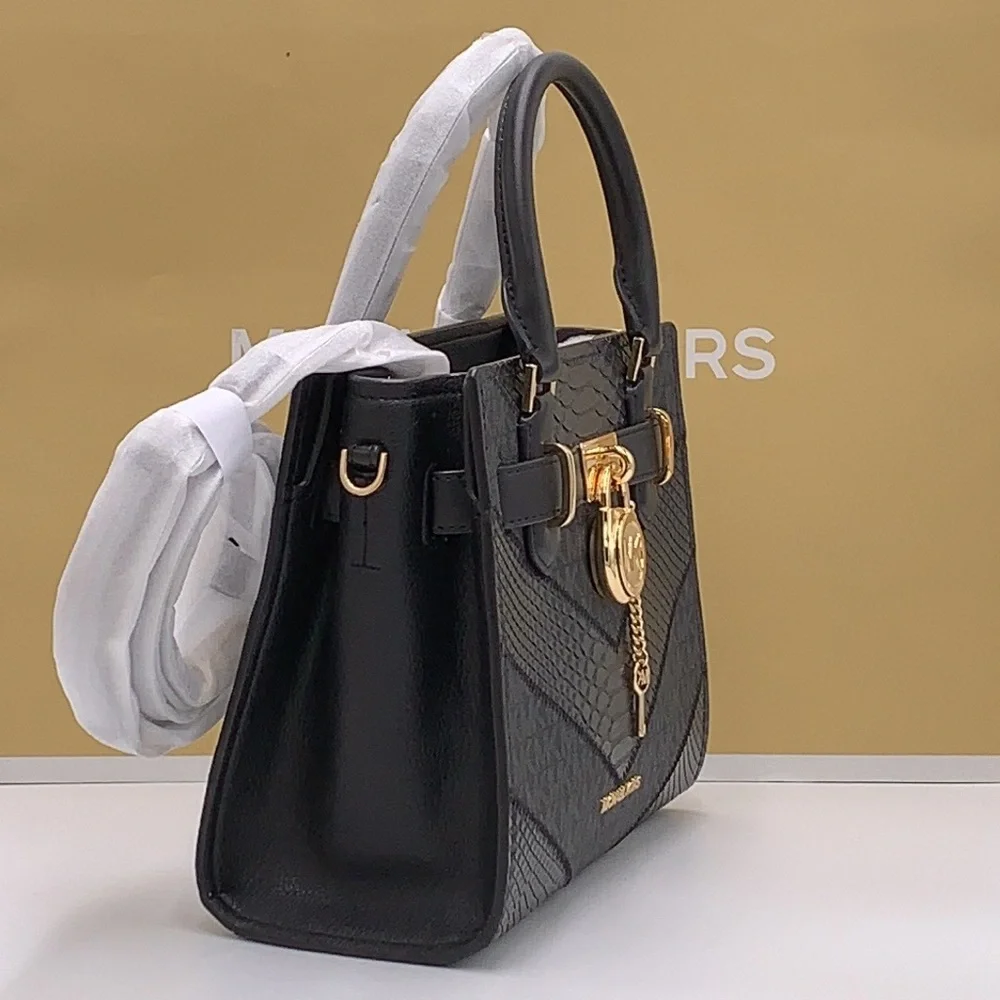 Michael Kors Hamilton Small Satchel Shoulder Crossbody Bag Black Multi NWT